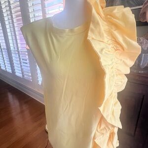 Yellow Ruffle Sleeve Top